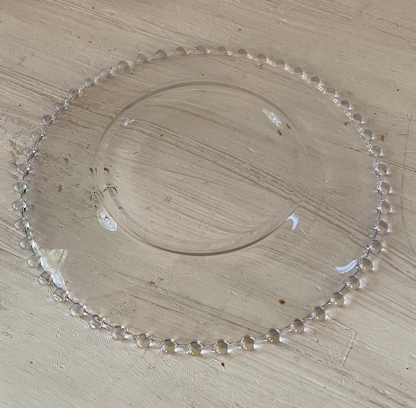 Candlewick Salad Plates | Vintage Candlewick Glass Plates | Beaded Ridge Glass Plates | Vintage Glass Plates | Candlewick Hobnail Edge