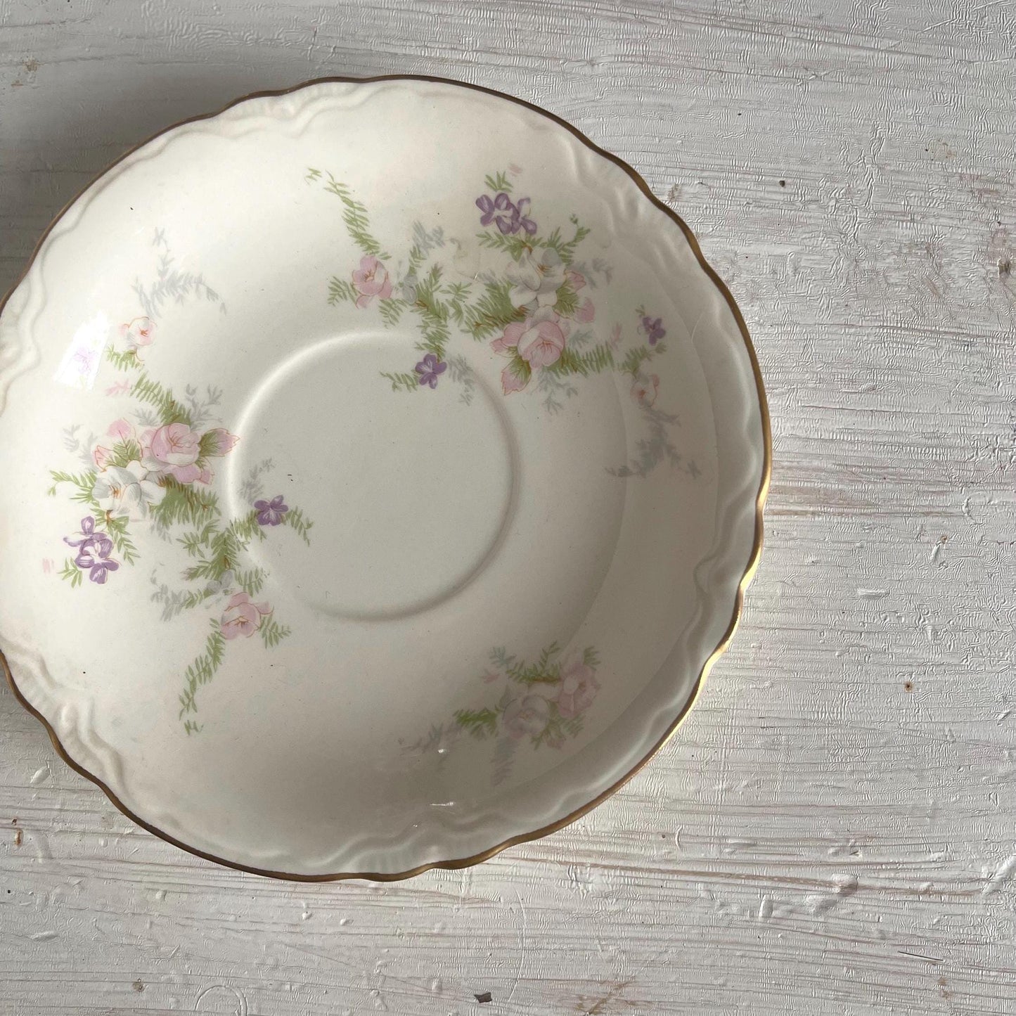 Homer Laughlin Jean Pattern Cup & Saucer Set | Vintage Cup and Saucer with Pink Flowers | Wedding or Bridal Shower Table Setting