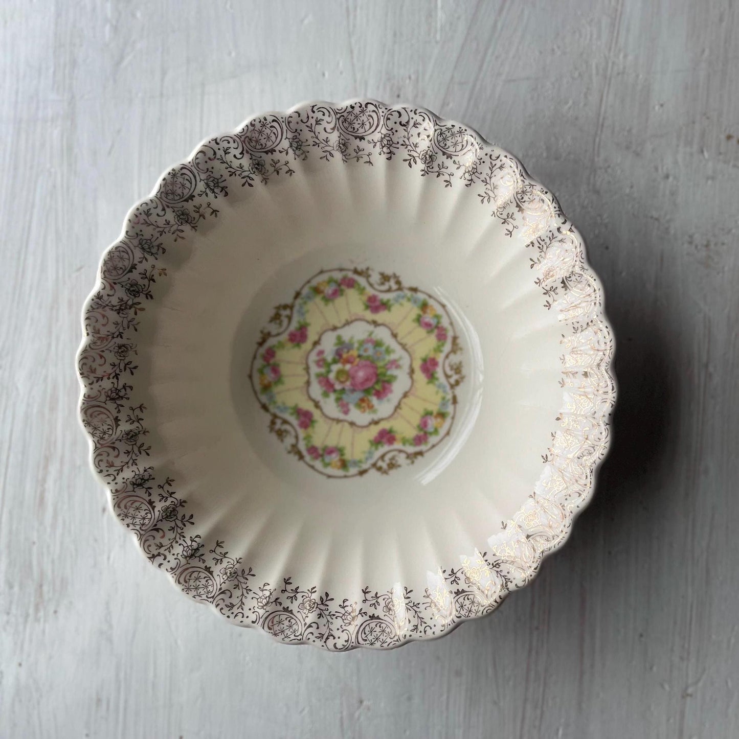 Toledo Delight by American Limoges Vintage Serving Bowl - Vintage China - 1930s China - 22k Gold Trim - Vintage Serving Bowl