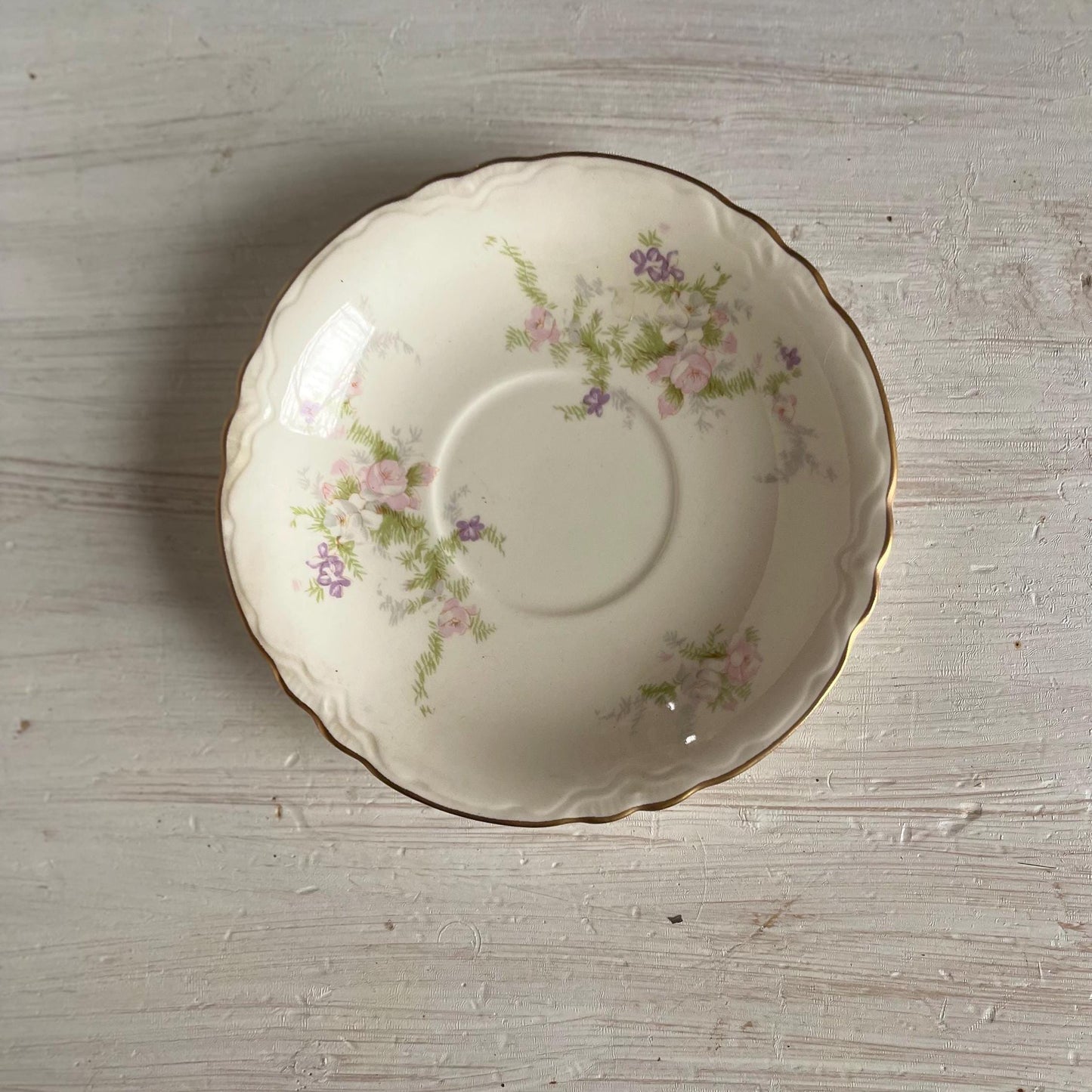 Homer Laughlin Jean Pattern Cup & Saucer Set | Vintage Cup and Saucer with Pink Flowers | Wedding or Bridal Shower Table Setting