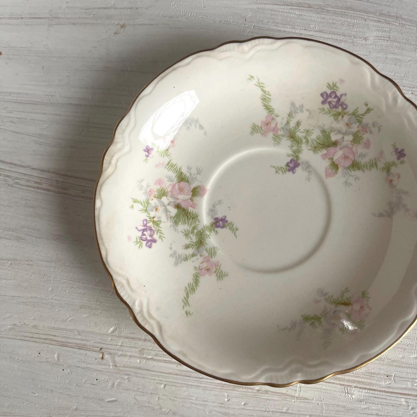 Homer Laughlin Jean Pattern Cup & Saucer Set | Vintage Cup and Saucer with Pink Flowers | Wedding or Bridal Shower Table Setting