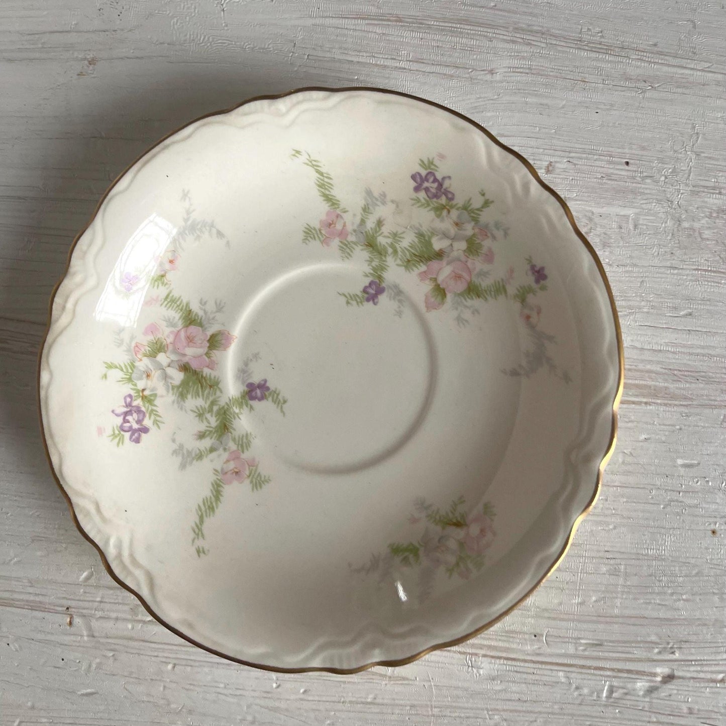 Homer Laughlin Jean Pattern Cup & Saucer Set | Vintage Cup and Saucer with Pink Flowers | Wedding or Bridal Shower Table Setting