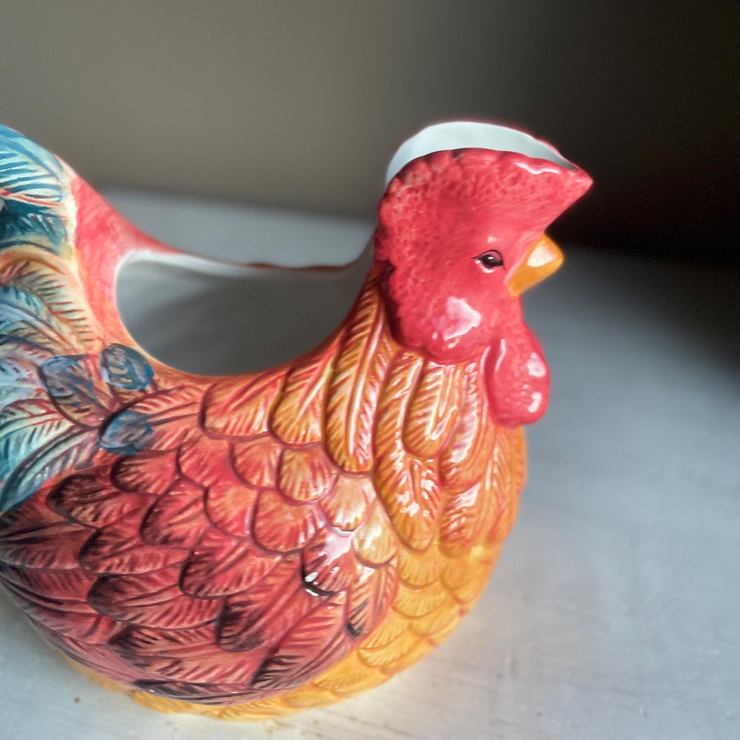 Rooster Pitcher by Country Gate Enesco - Vintage Pitcher - Farmhouse Decor - Gift for Rooster Collector - Chicken Pitcher