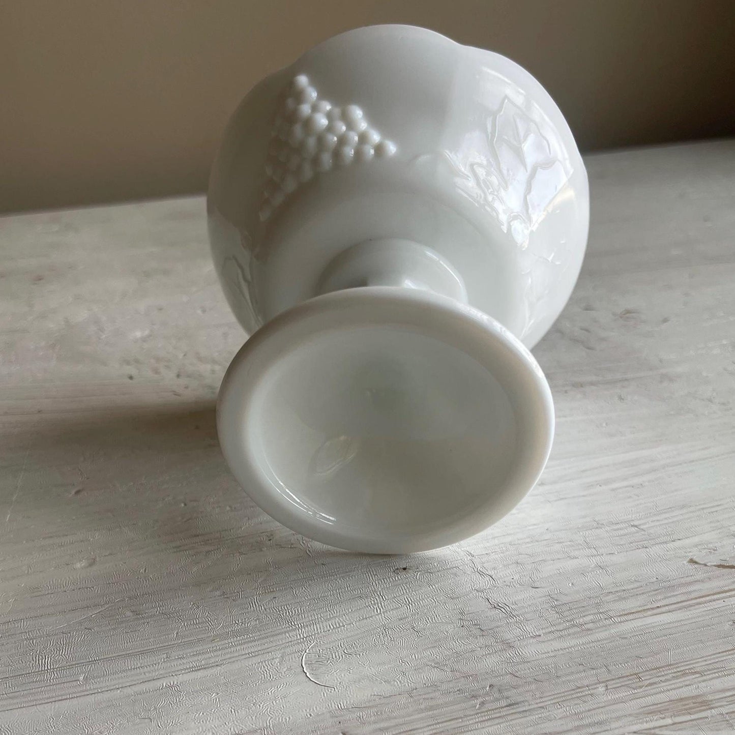 Vintage Indiana Colony Milk Glass Candle Holder - Harvest Grape Pattern