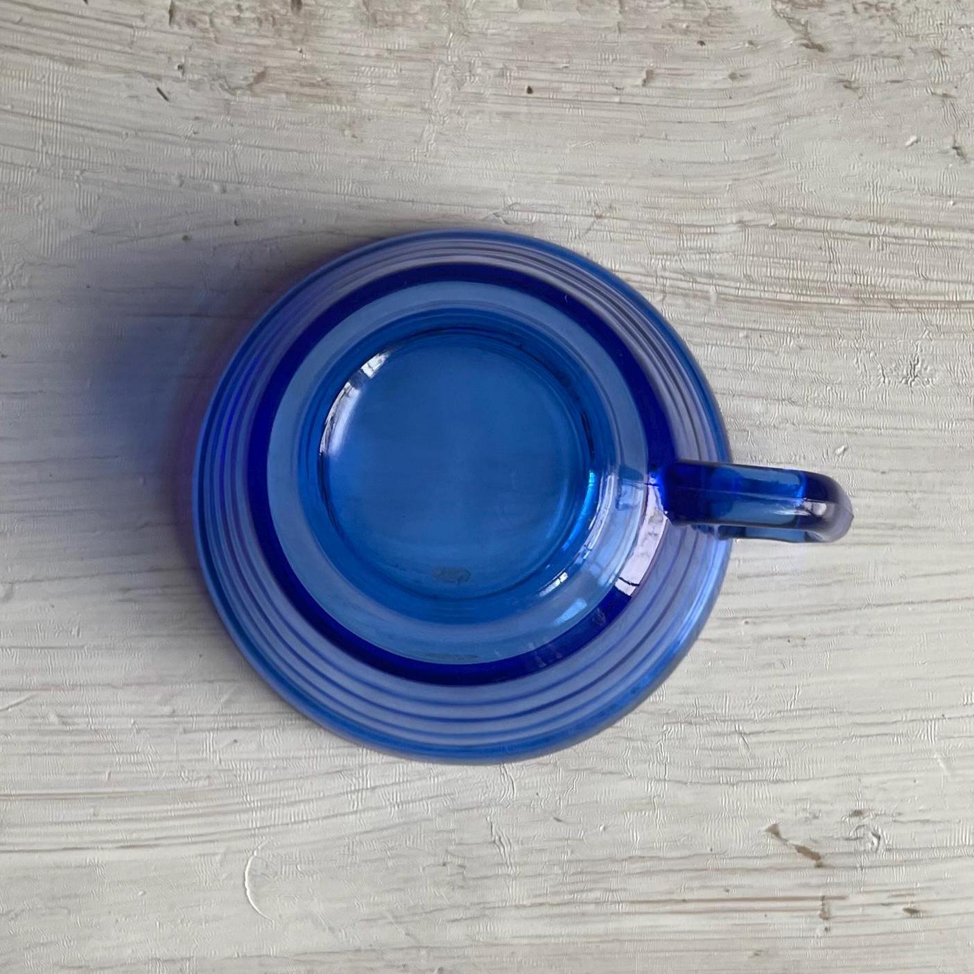 Vintage Hazel Atlas Cobalt Blue Glass Mug - Art Deco Cup