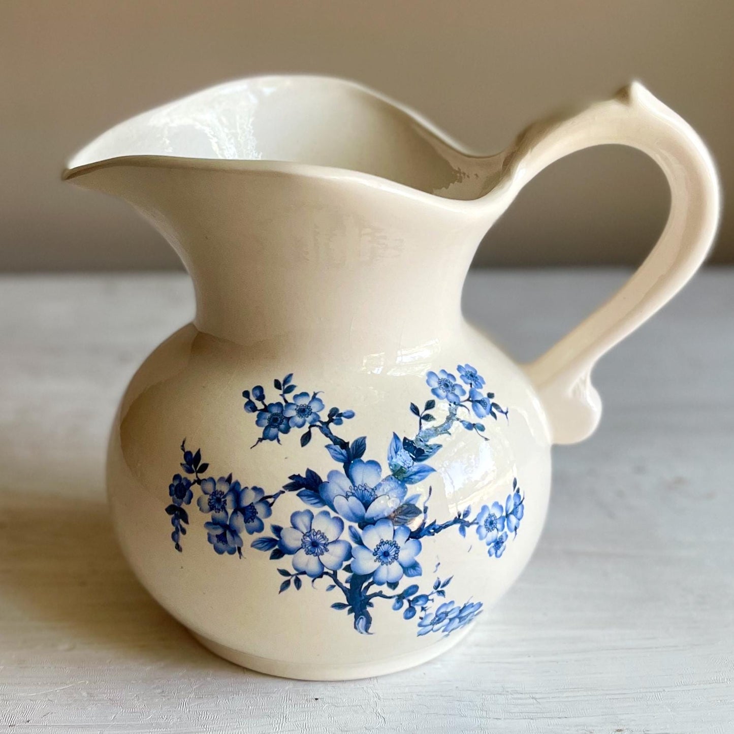 Vintage Pitcher - Blue and White Farmhouse Decor