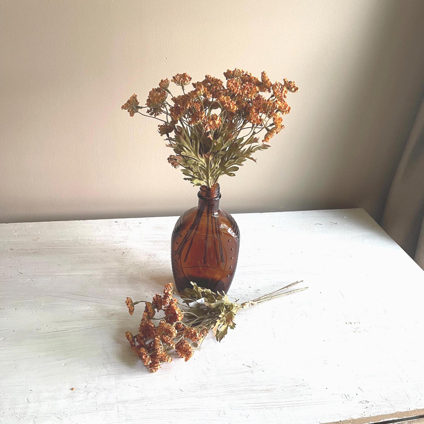 Artificial Fennel Flower Bundle: Pumpkin Orange Fall Floral - 13 Inch
