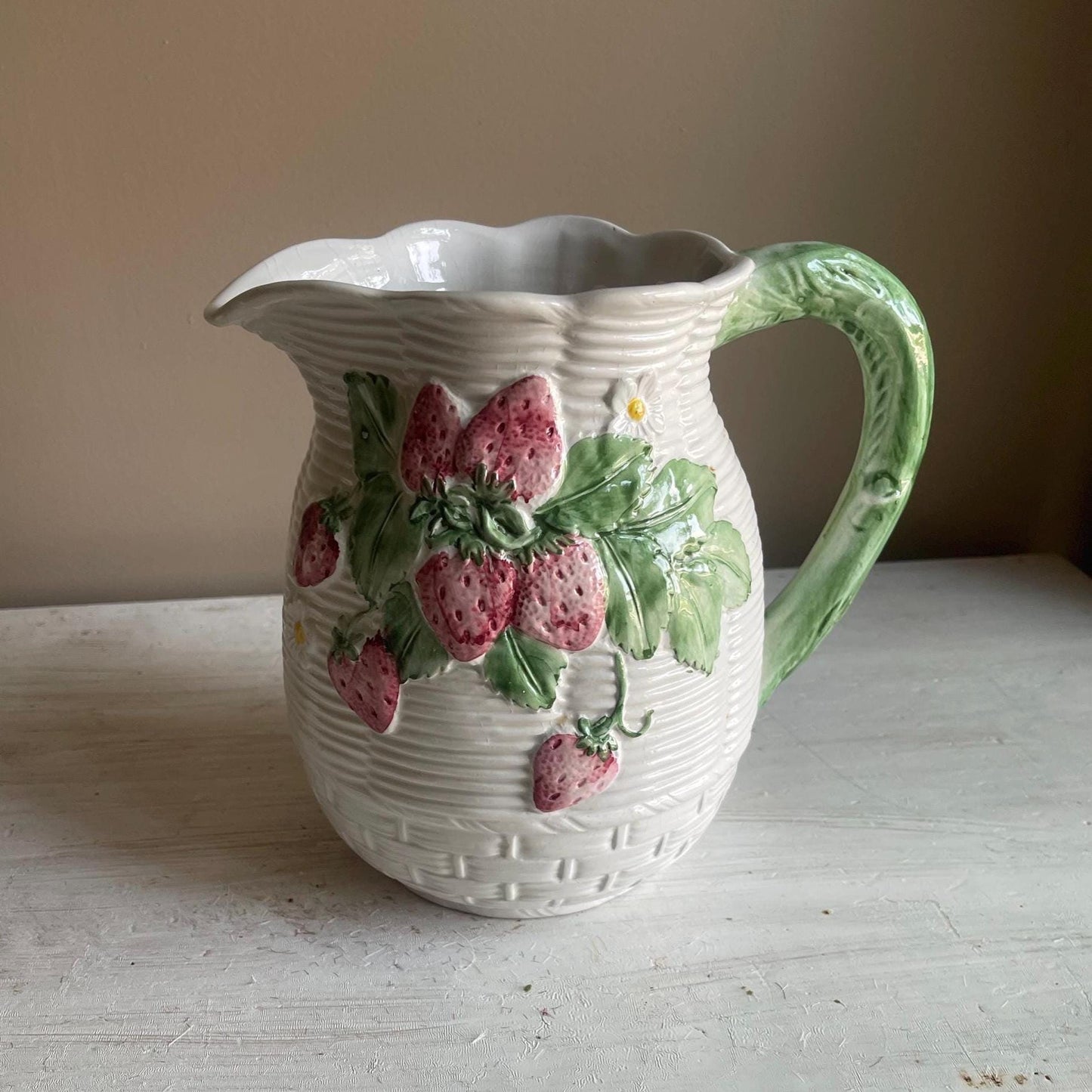 Vintage Blue Ridge Southern Pottery Pitcher - Rose Marie Pattern (1940s) - Hand Painted French Provincial - Vintage Pitcher - Floral Vase