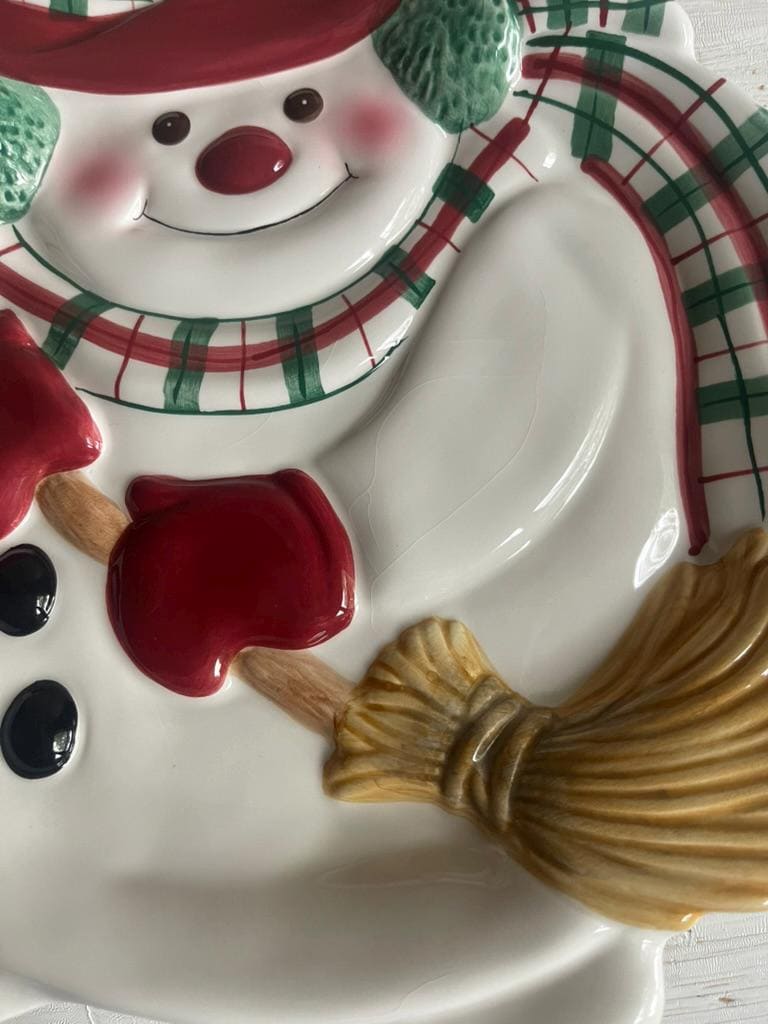 Vintage Snowman Christmas Platter | Snowman Cookie Plate | Christmas Plates | Vintage Christmas | Snowman Cookie Tray