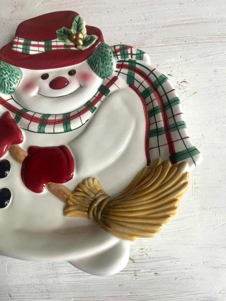 Vintage Snowman Christmas Platter | Snowman Cookie Plate | Christmas Plates | Vintage Christmas | Snowman Cookie Tray