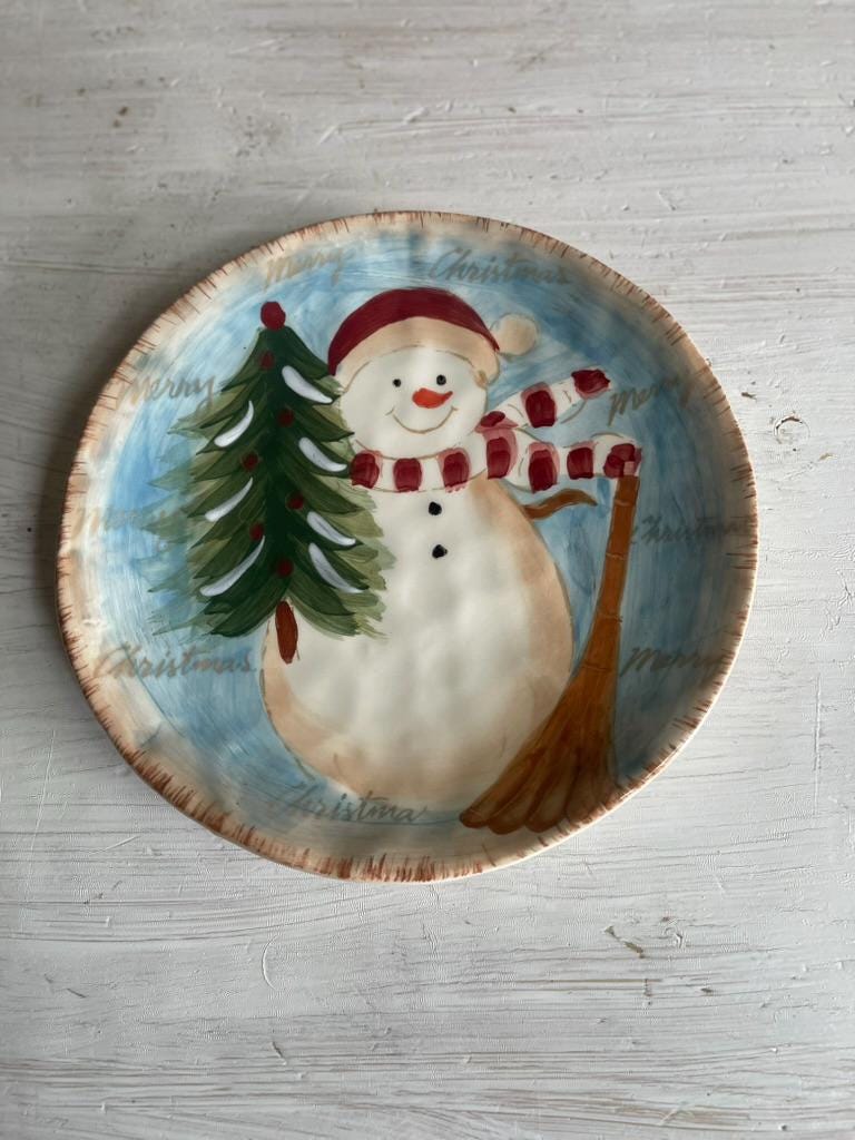 Vintage Snowman Plate | Snowman Cookie Plate | Vintage Christmas Dishes | Christmas Plates | Snowman Cookie Platter