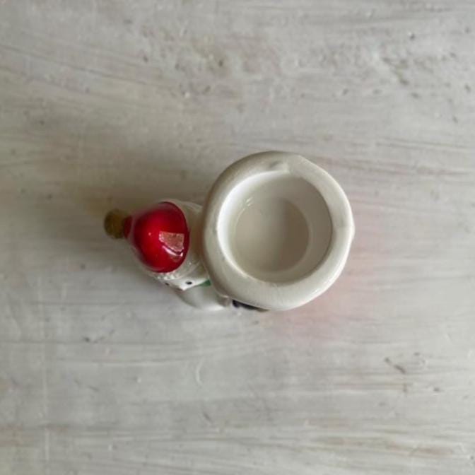 Vintage Snowman Tea Light Holder: Christmas Candleholder