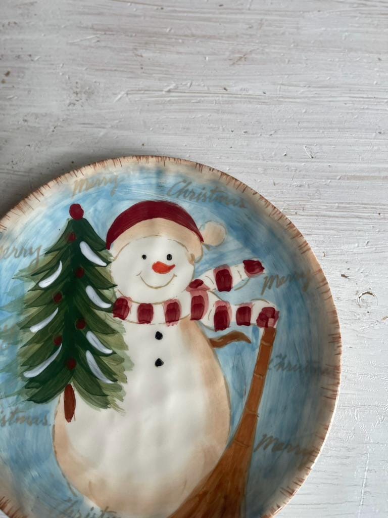 Vintage Snowman Plate | Snowman Cookie Plate | Vintage Christmas Dishes | Christmas Plates | Snowman Cookie Platter