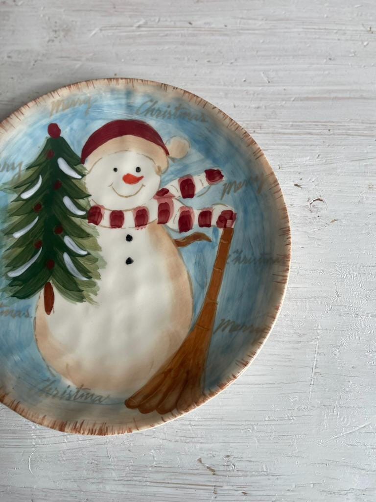 Vintage Snowman Plate | Snowman Cookie Plate | Vintage Christmas Dishes | Christmas Plates | Snowman Cookie Platter