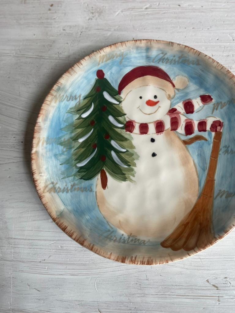 Vintage Snowman Plate | Snowman Cookie Plate | Vintage Christmas Dishes | Christmas Plates | Snowman Cookie Platter