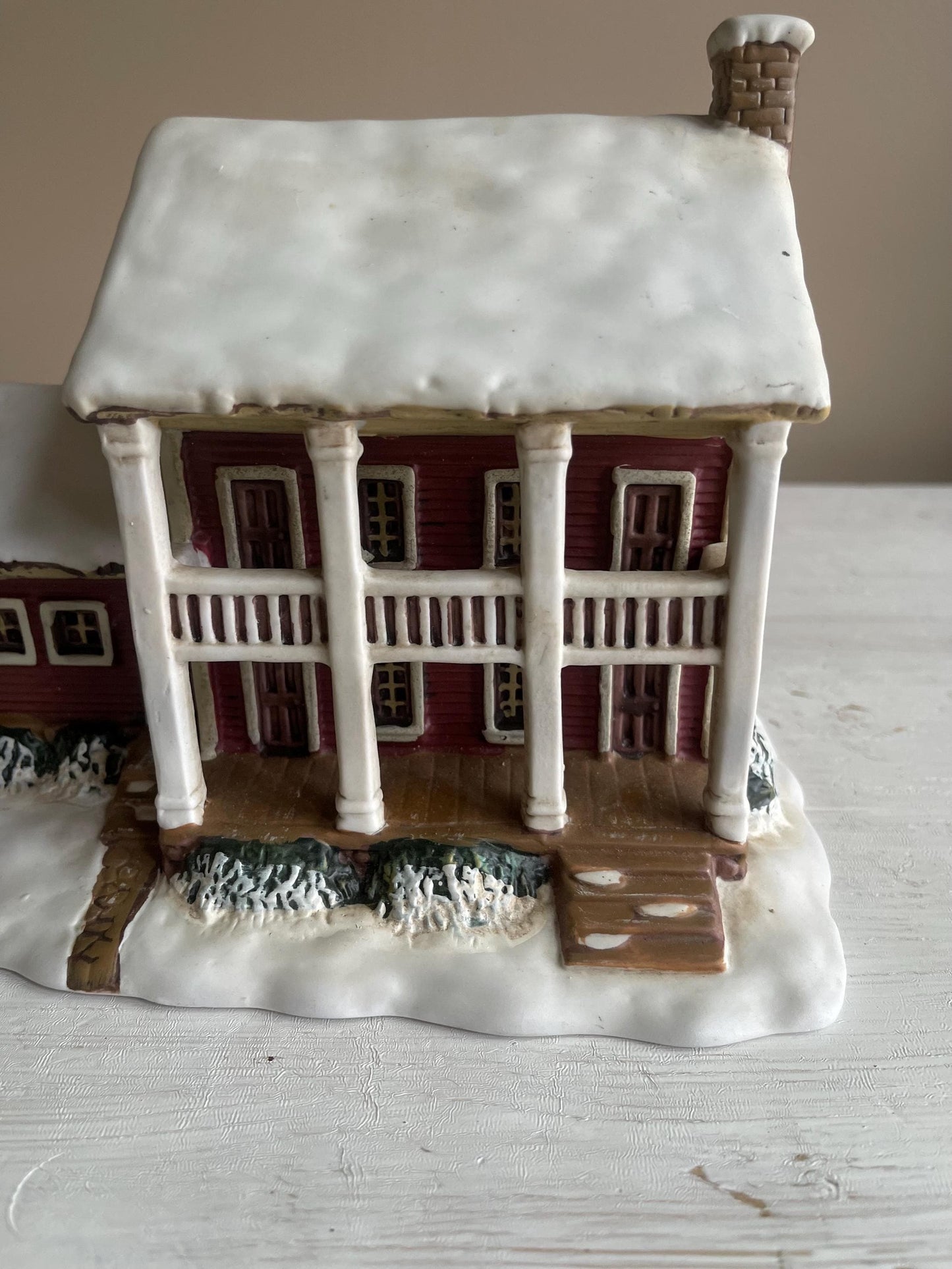 Currier & Ives Museum of New York City The Snow Storm | Vintage Christmas Village | Lighted Ceramic Christmas Village House