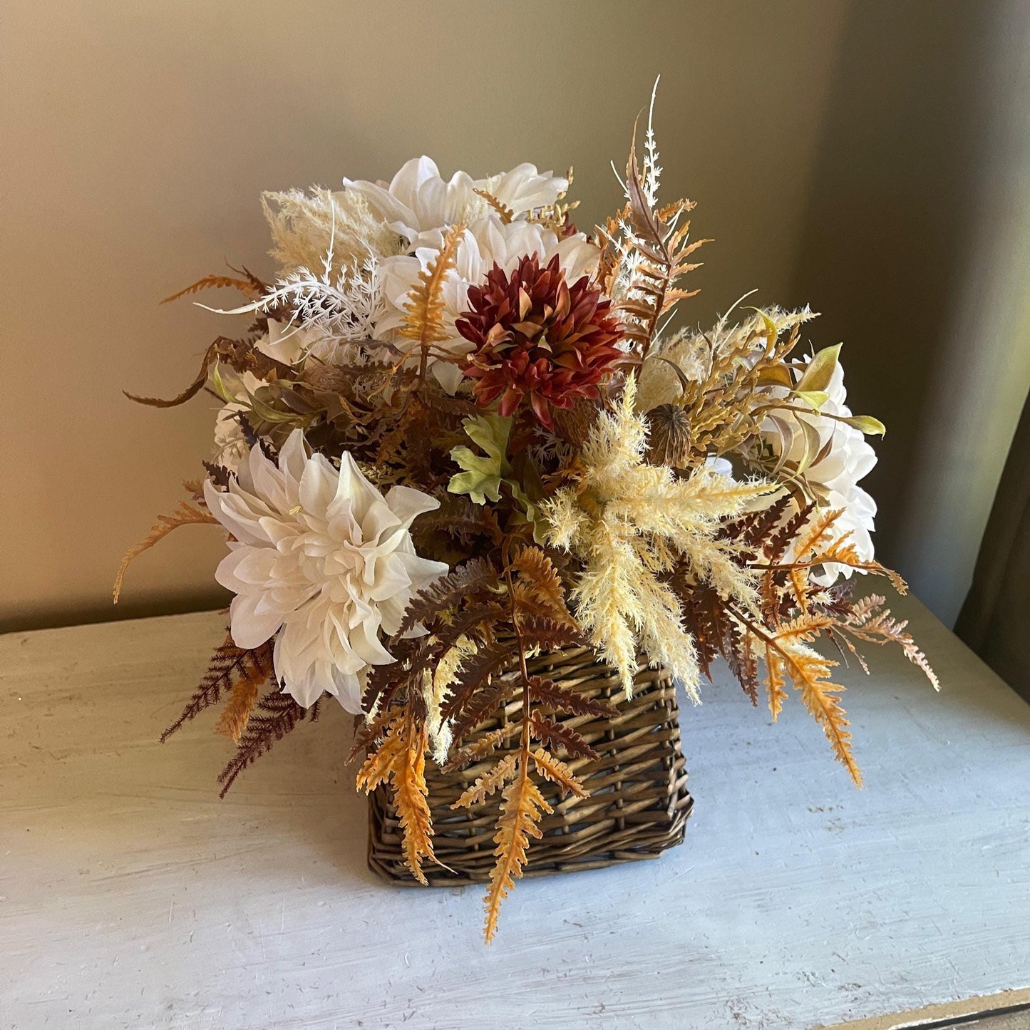 Fall Floral Basket - Autumn Floral Centerpiece: Thanksgiving Decor