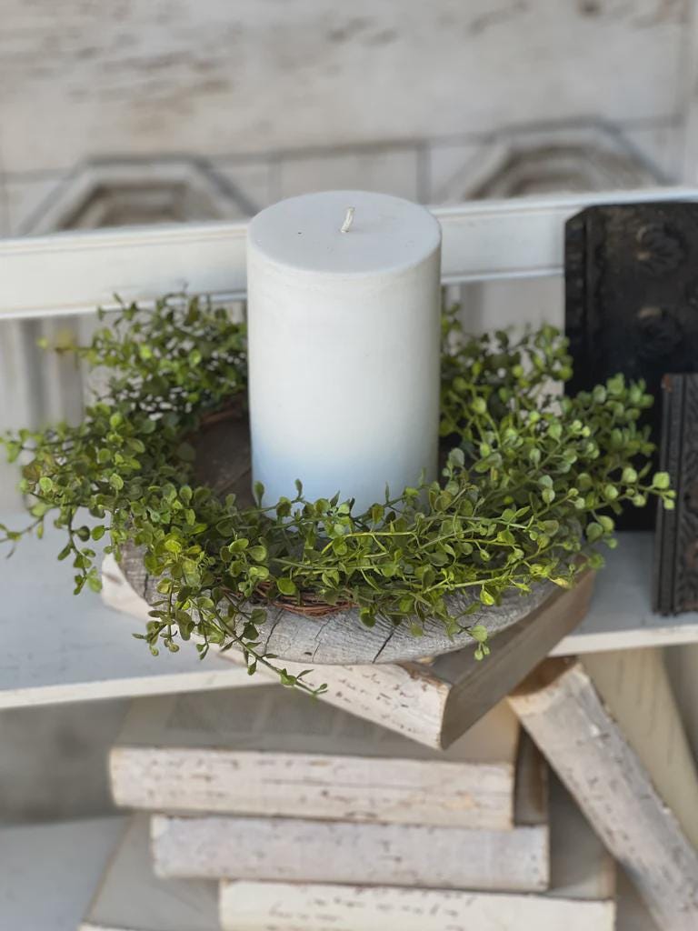 Baby Grass Candle Ring - Small Wreath - Spring Decor - 12-Inch
