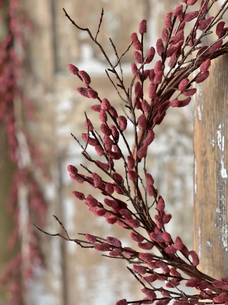 Rosewood Catkin Buds Wreath - Spring Decor - 22-Inch Wreath