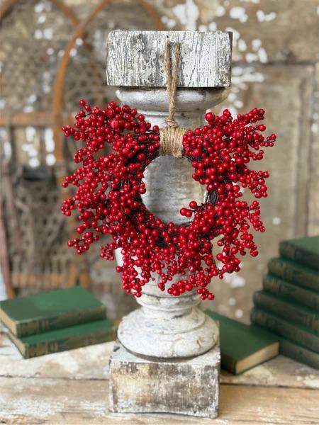 Red Berry Christmas Wreath – 8 Inch Winter Holiday Decor