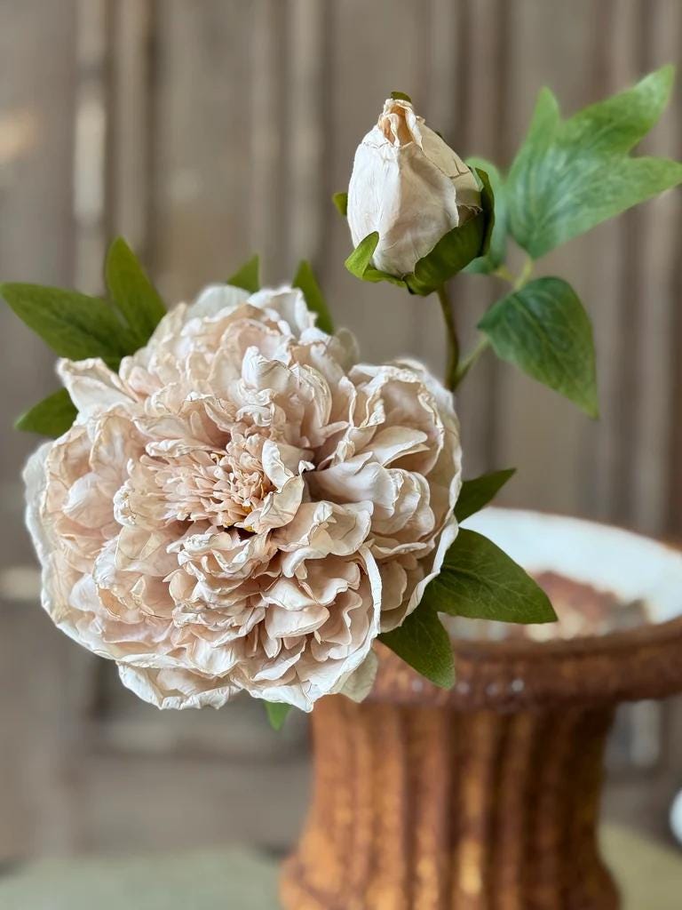 Peony Legacy Bloom Beige - Fall Faux Floral: 20-Inch