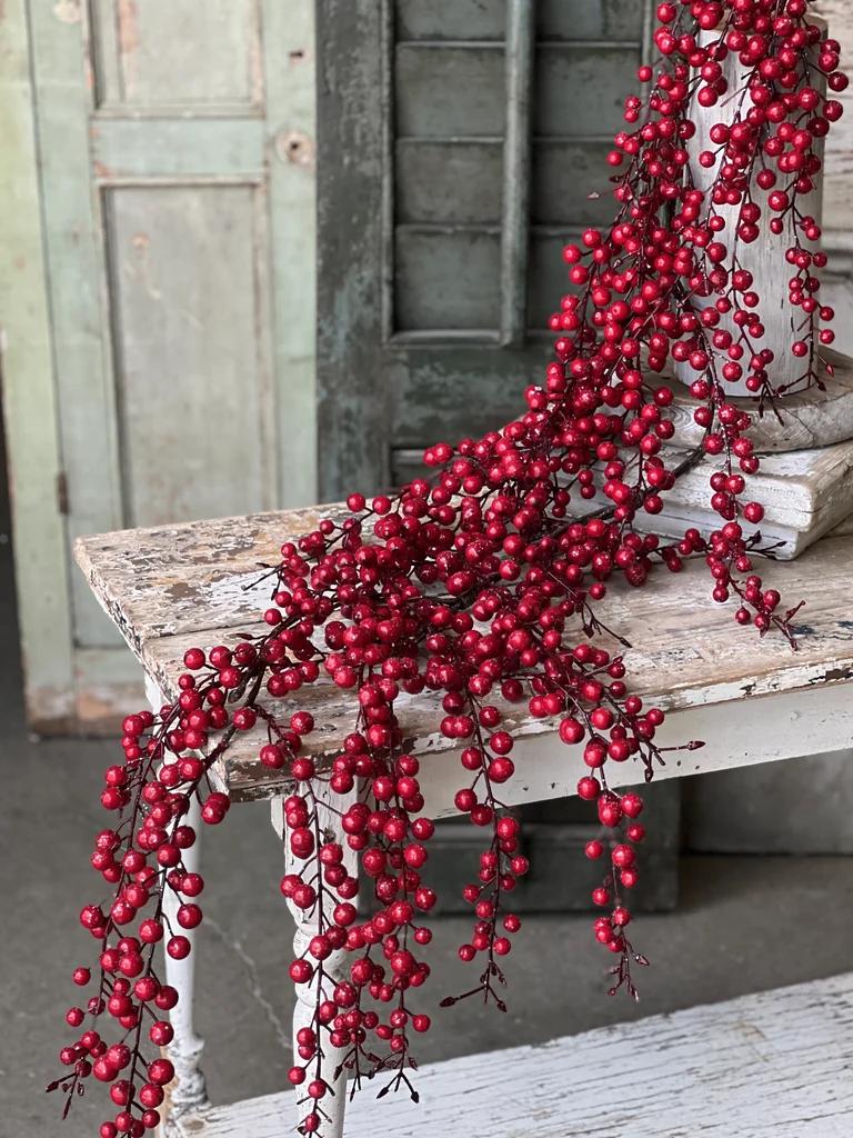 Weatherproof Faux Icy Red Berry Garland - 5 Foot Christmas Garland