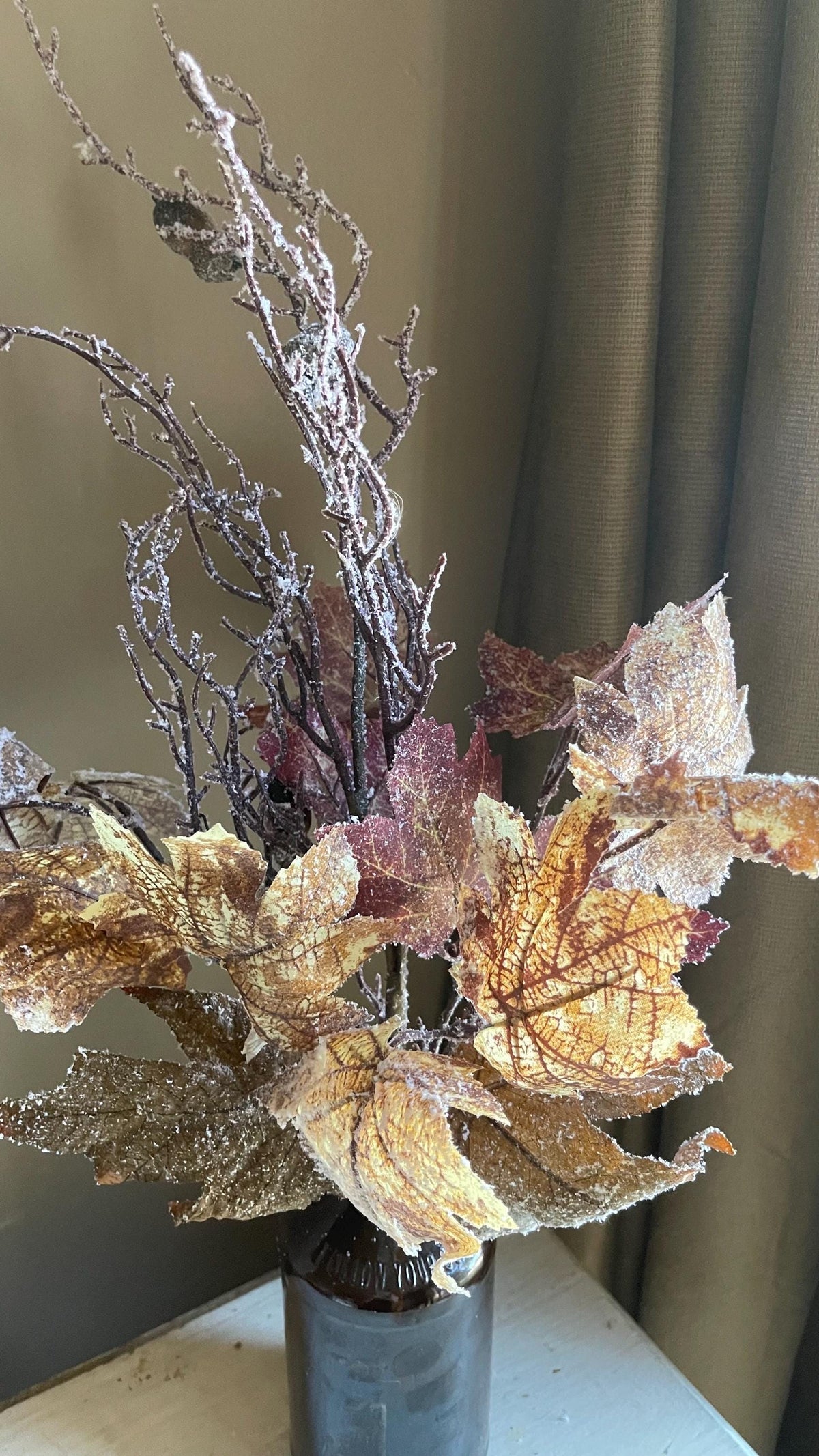 Artificial Frostbound Leaves Spray 21-Inch: Fall Decor
