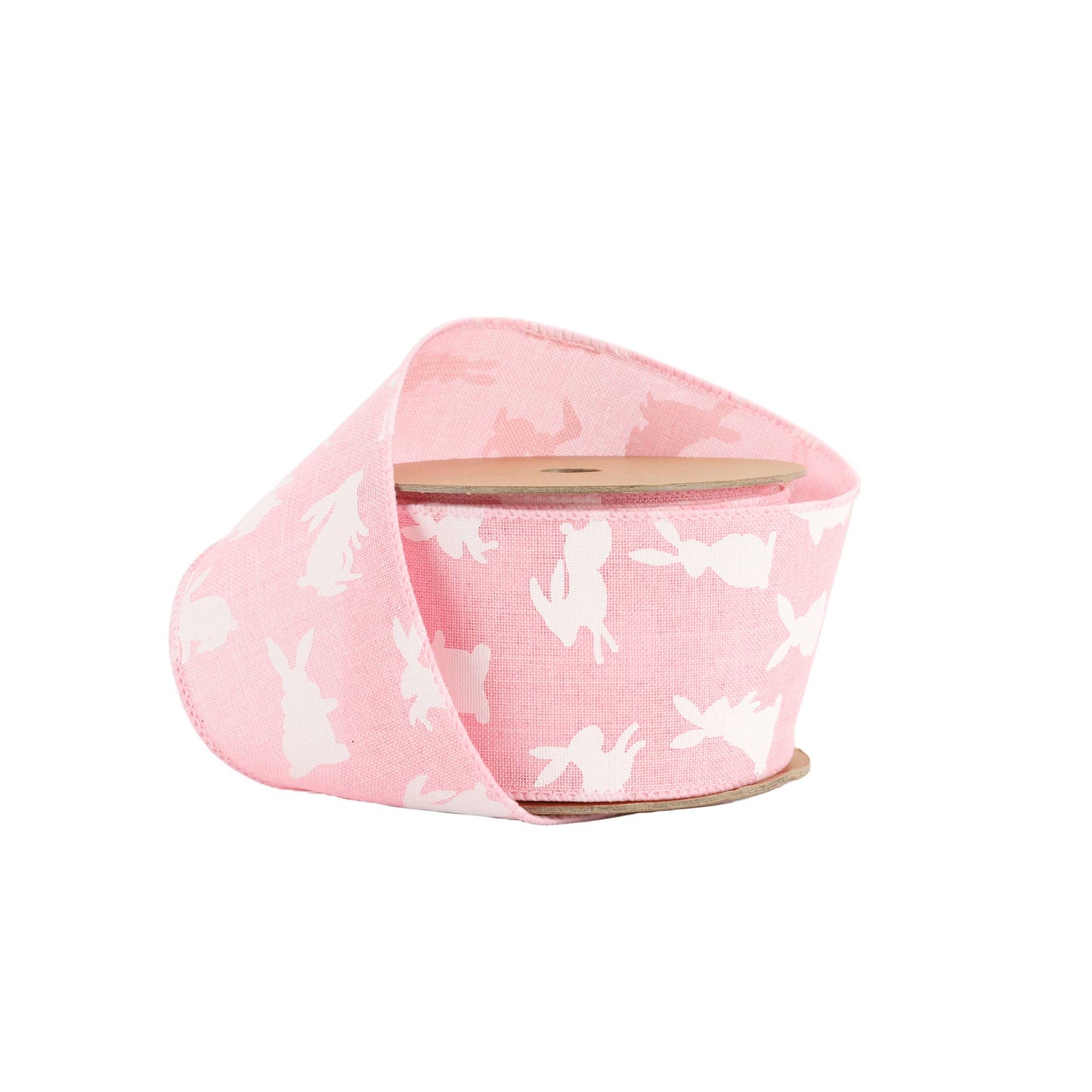 2 1/2" Wired Ribbon | Pink w/White All Over Bunny | 10 Yard Roll