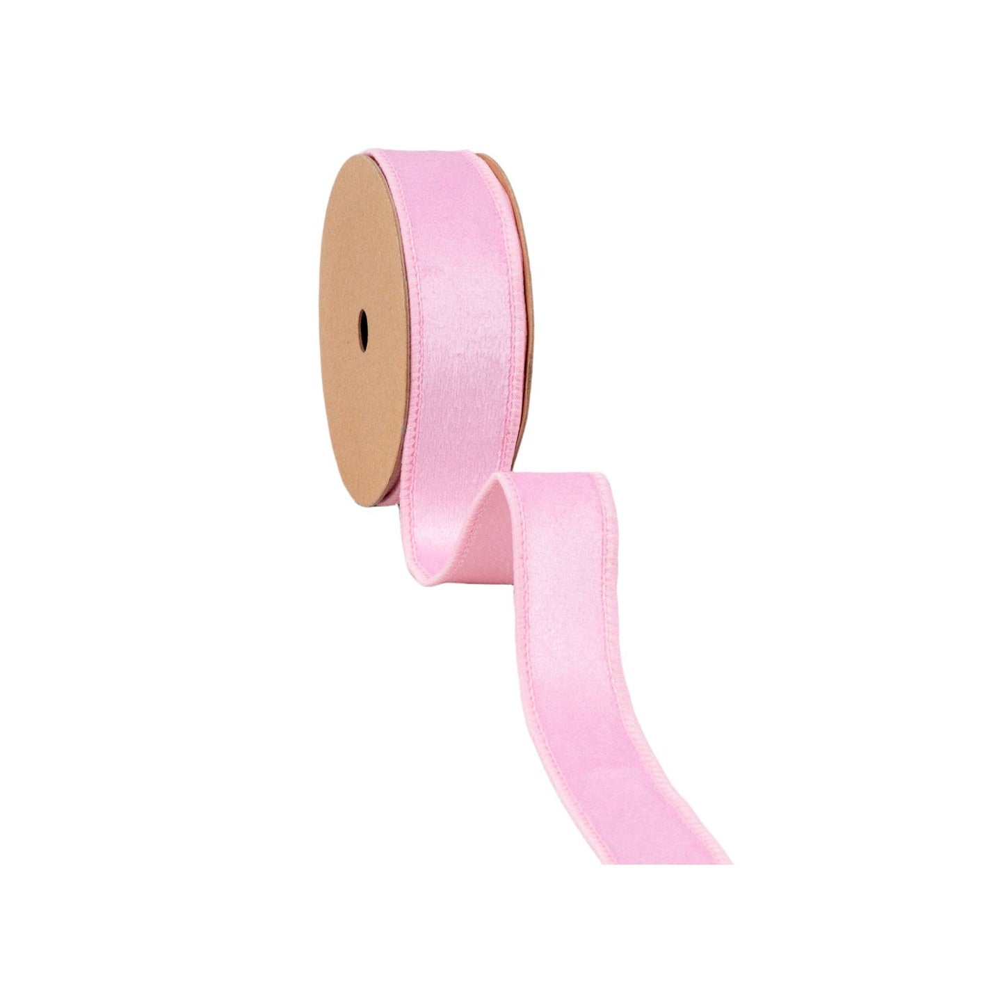1" Reversible Classic Velvet Wired Ribbon | Light Pink | 10 Yard Roll