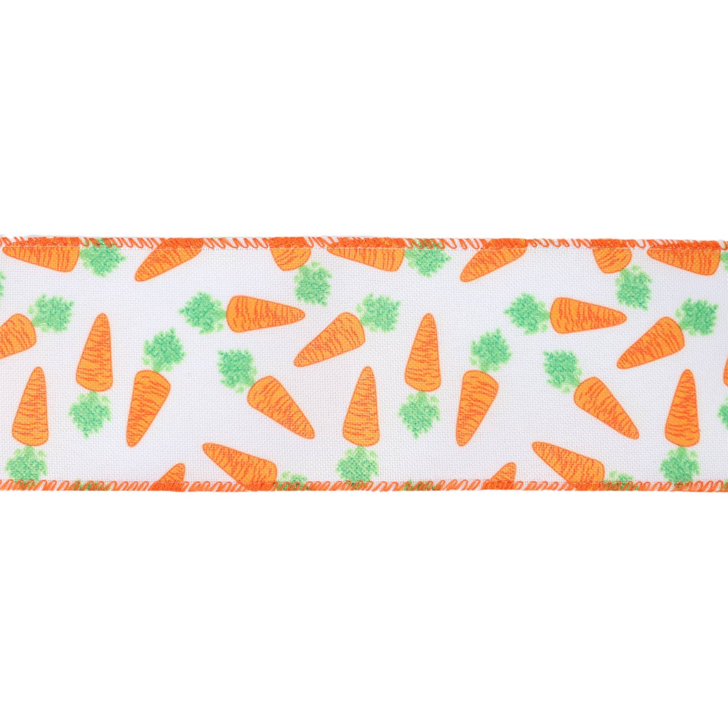 2 1/2" Wired Ribbon | White w/ Orange Carrots | 10 Yard Roll