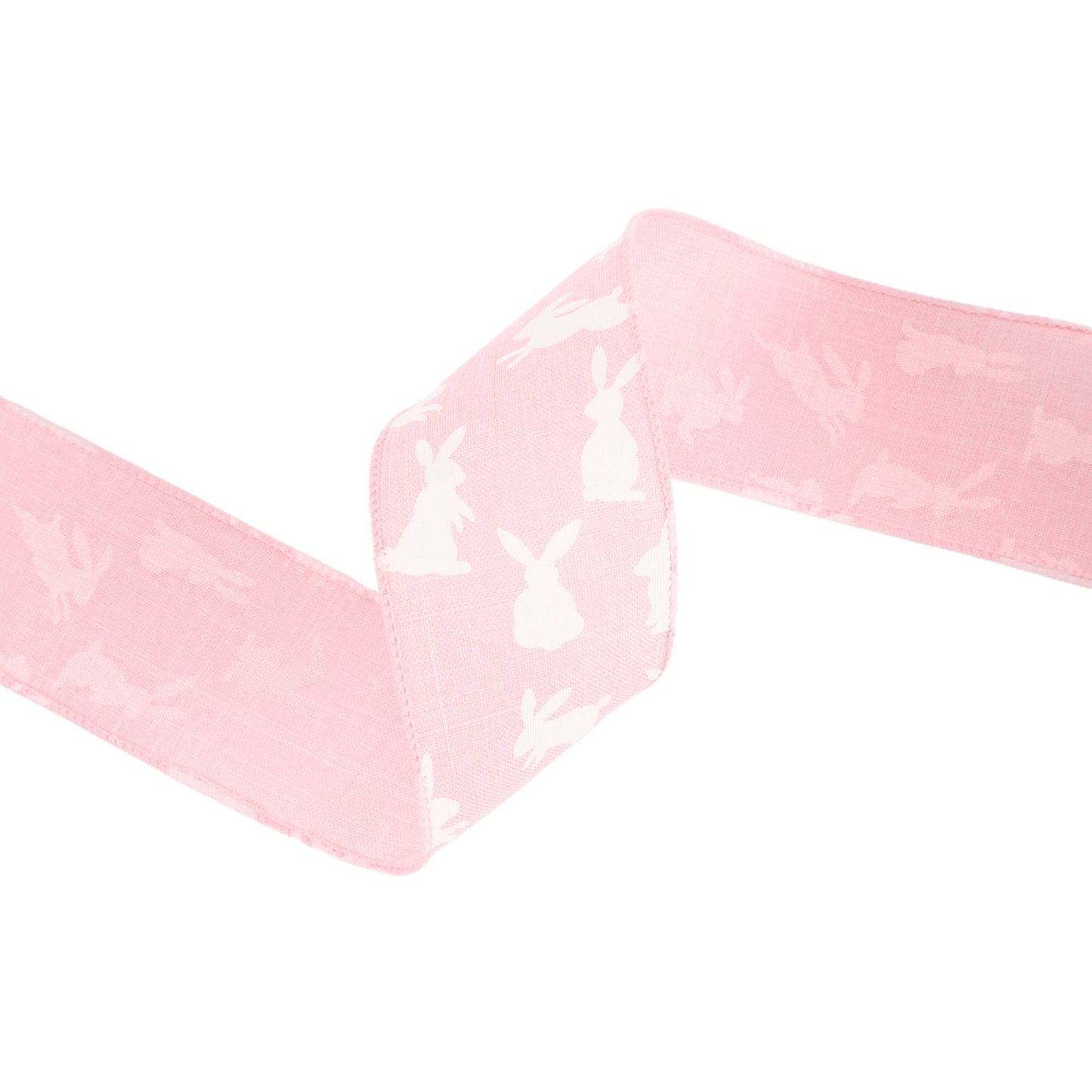 2 1/2" Wired Ribbon | Pink w/White All Over Bunny | 10 Yard Roll