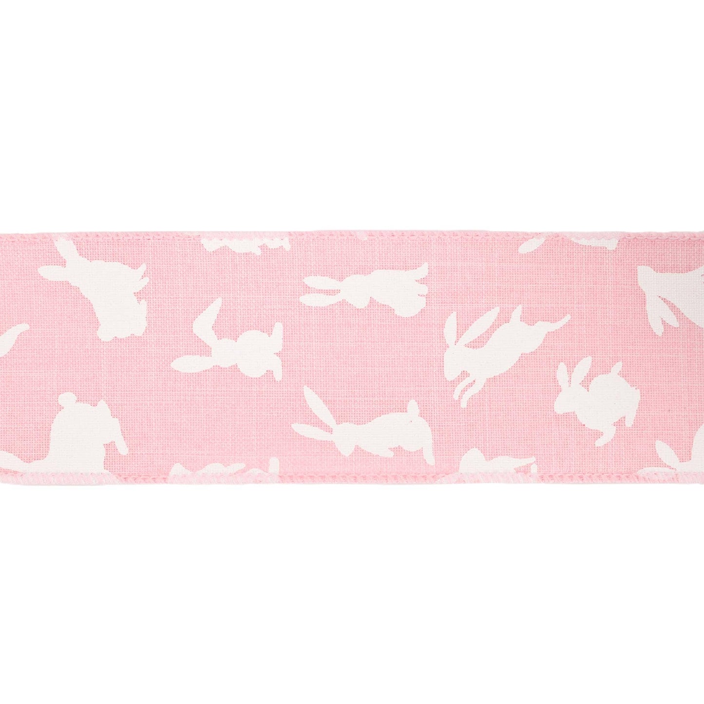2 1/2" Wired Ribbon | Pink w/White All Over Bunny | 10 Yard Roll