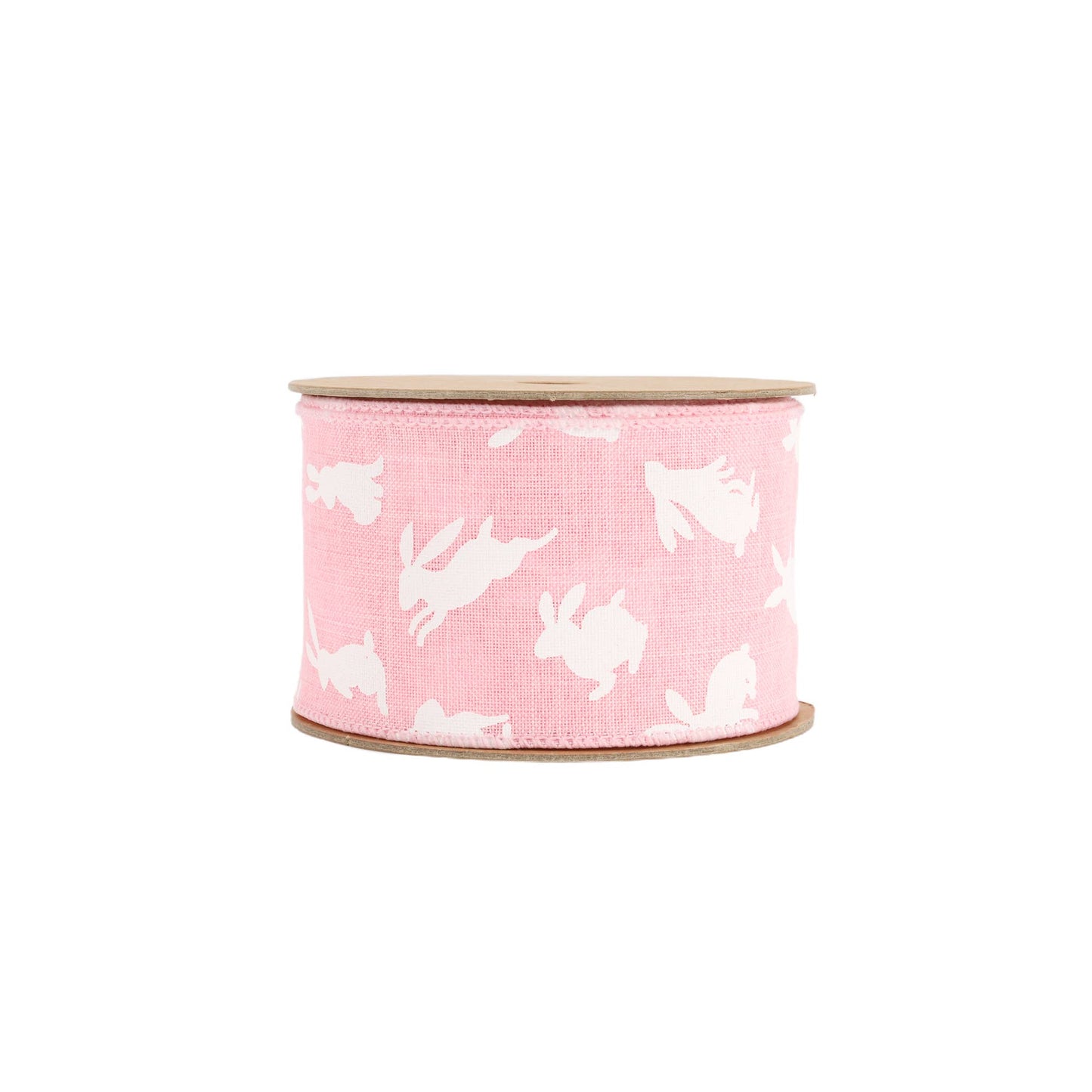 2 1/2" Wired Ribbon | Pink w/White All Over Bunny | 10 Yard Roll