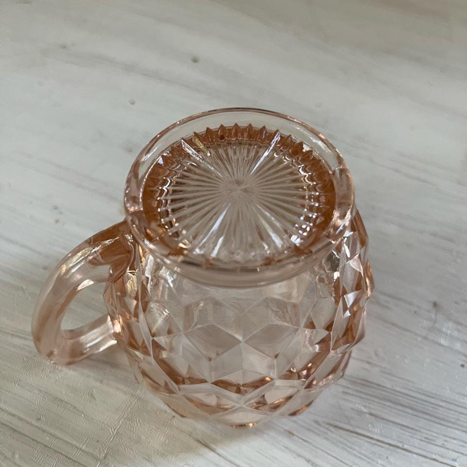 Vintage Jeannette Pink Depression Glass Creamer - Pink Depression Glass Cubist/Cube Creamer - Vintage Rose Glass Creamer - Vintage Creamer