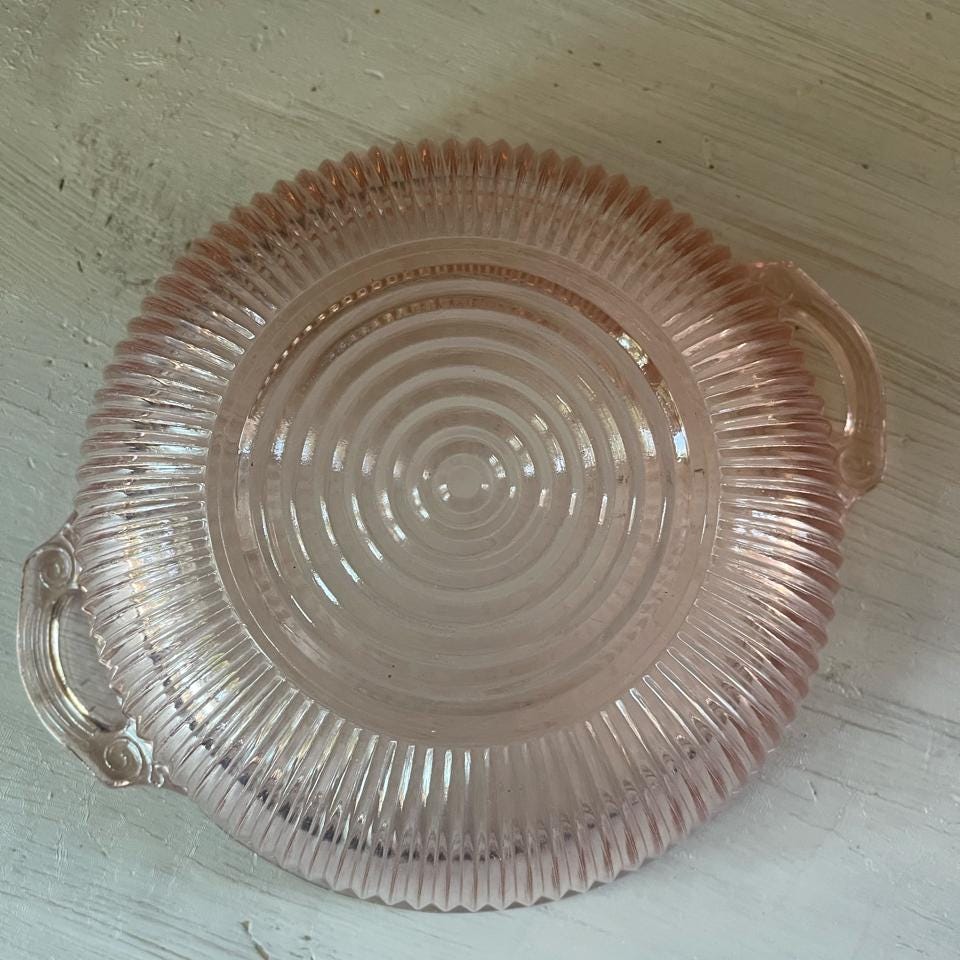 Vintage Pink Depression Glass Bowl with Handles - Vintage Pink Glass Bowl - Vintage Bowl - Vintage Depression Glass Vegetable Bowl
