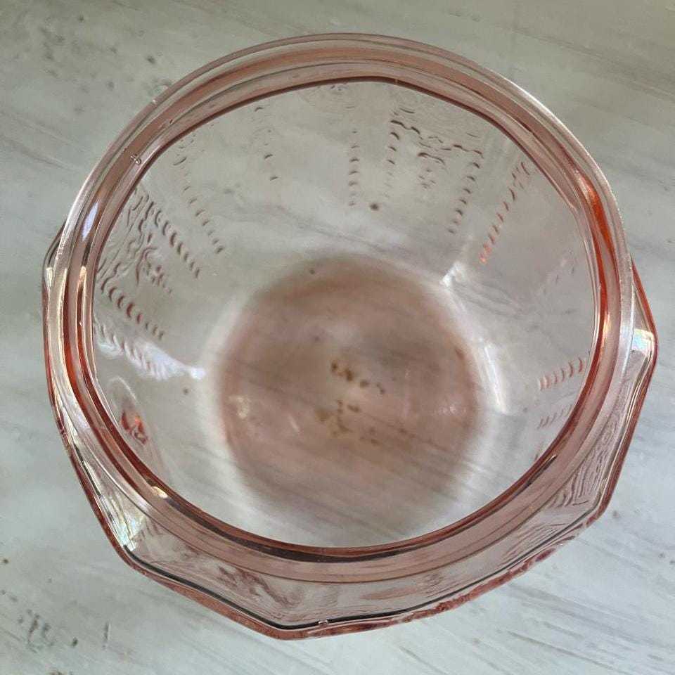 Pink Depression Glass Biscuit Jar Princess Pattern | 1930s Pink Depression Glass Cookie Jar | Depression Glass Jar | Anchor Hocking