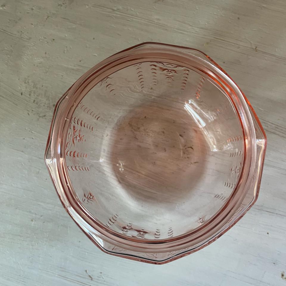 Pink Depression Glass Biscuit Jar Princess Pattern | 1930s Pink Depression Glass Cookie Jar | Depression Glass Jar | Anchor Hocking