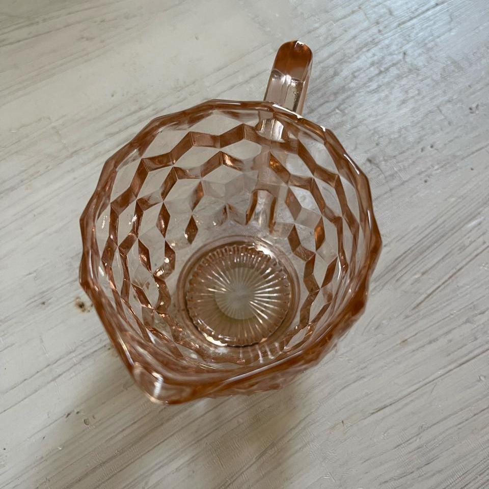 Vintage Jeannette Pink Depression Glass Creamer - Pink Depression Glass Cubist/Cube Creamer - Vintage Rose Glass Creamer - Vintage Creamer