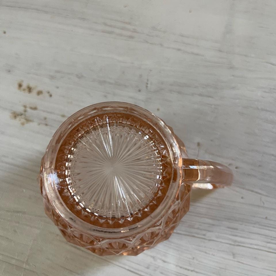 Vintage Jeannette Pink Depression Glass Creamer - Pink Depression Glass Cubist/Cube Creamer - Vintage Rose Glass Creamer - Vintage Creamer