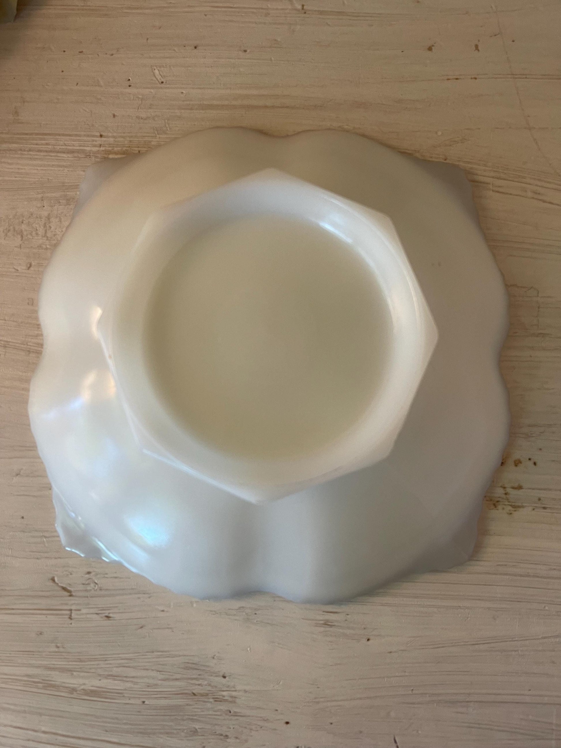 Anchor Hocking 1960s Milk Glass Square Bowl Grape Pattern with Gold Trim | Milk Glass | Milk Glass Square Bowl | Milk Glass Grape Pattern