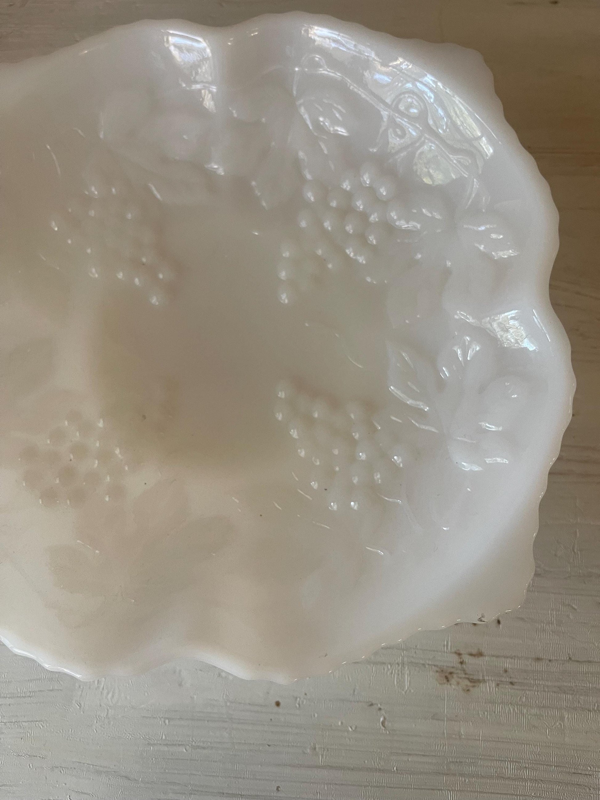 Anchor Hocking Milk Glass Square Bowl Grape Pattern | Milk Glass | Milk Glass Square Bowl | Milk Glass Grape Pattern