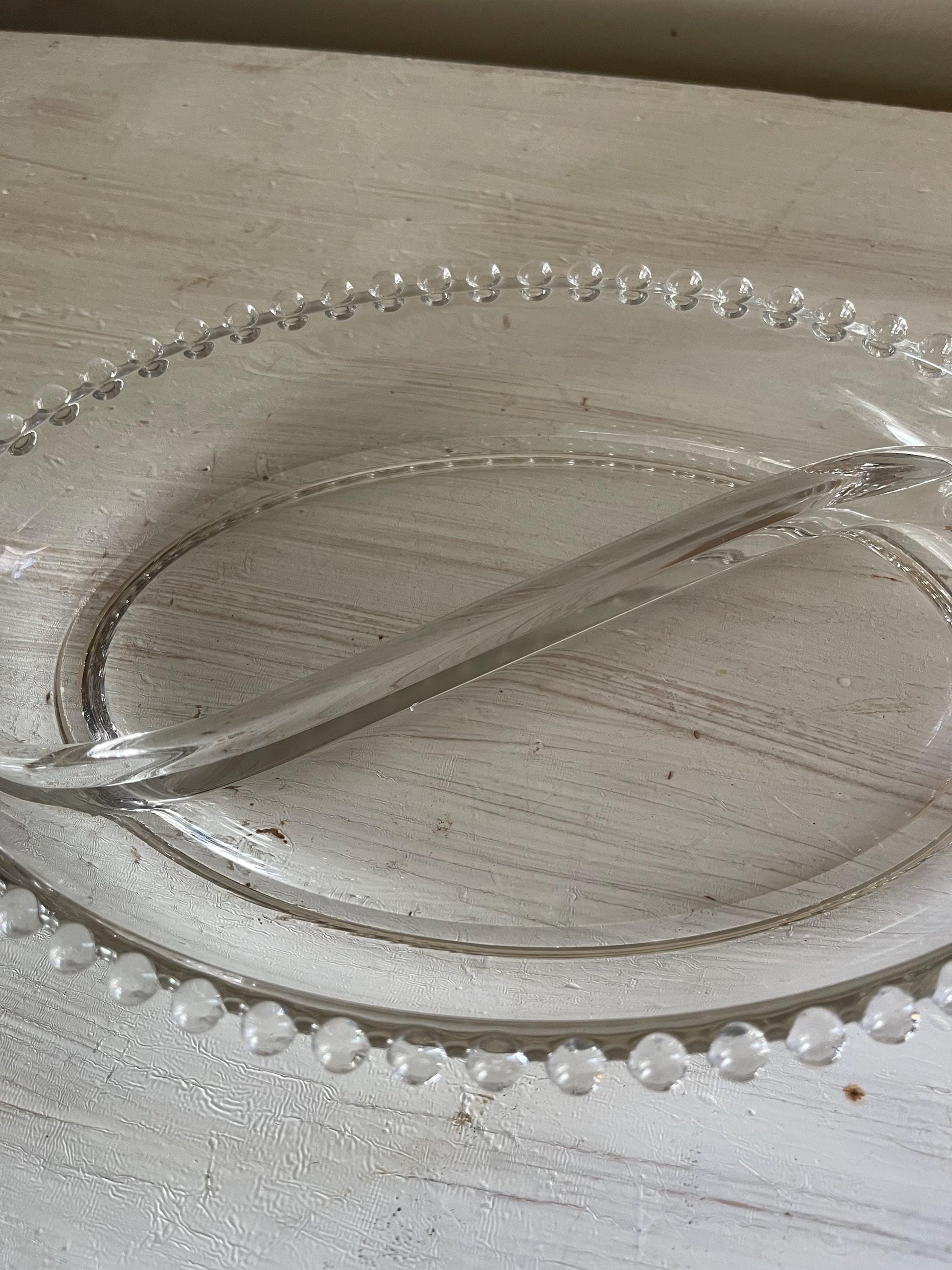 Candlewick Oval Relish Tray - Vintage Candlewick Glass - Beaded Ridge Relish Tray - Vintage Divided Relish Tray - Clear Divided Relish Tray