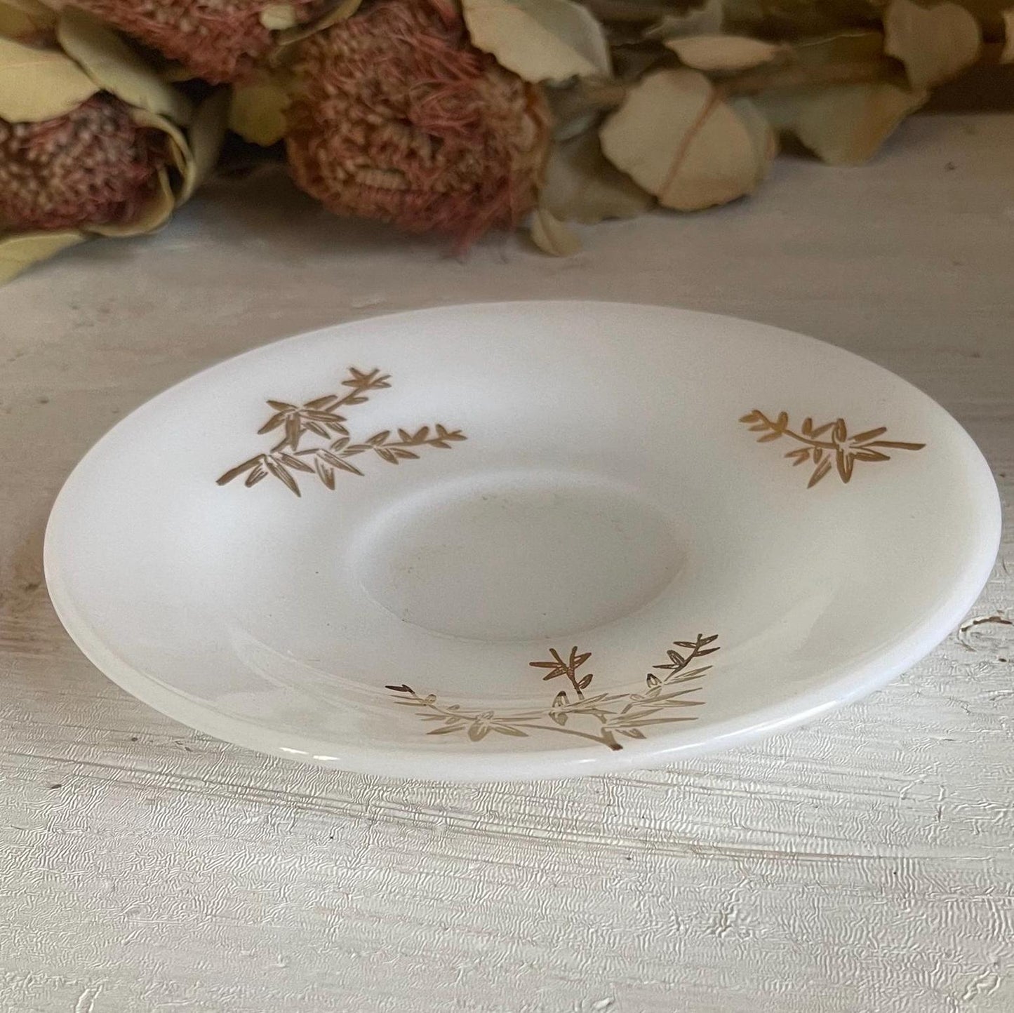 Federal Glass Golden Glory Leaf Cup and Saucer | Vintage Cups and Saucers | Golden Glory Leaf Pattern | Vintage Federal Glass