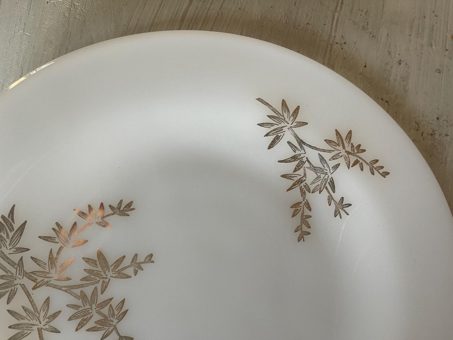 Federal Glass Golden Glory Leaf Dinner Plate | Vintage Plates | Golden Glory Leaf Pattern Plates | Vintage Federal Glass | Milk Glass Plates