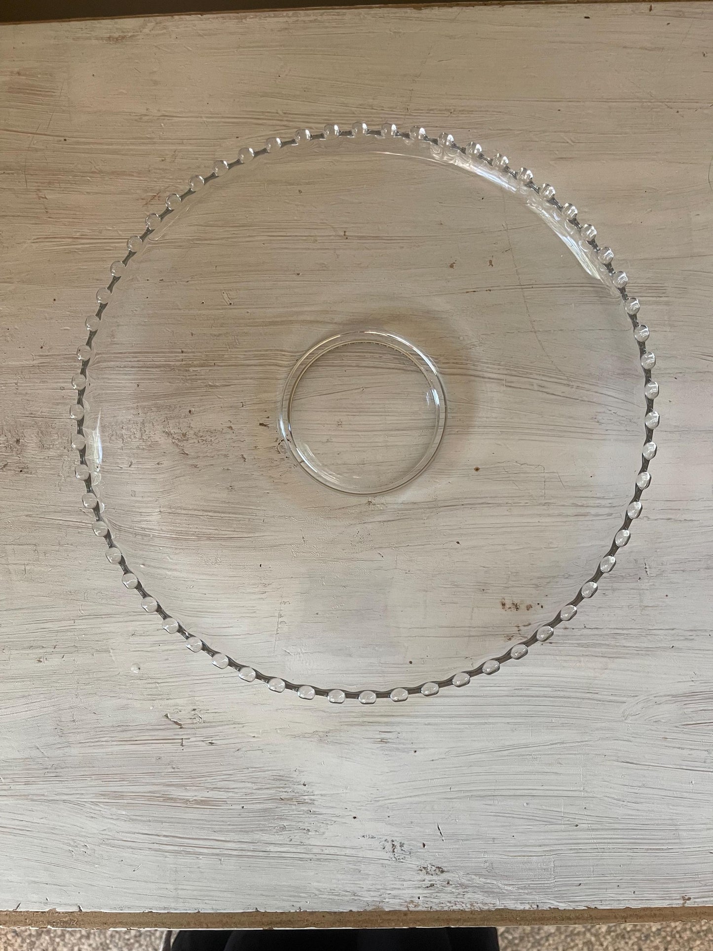 Candlewick Round Platter 12.5 Inch - Vintage Candlewick Glass - Beaded Ridge Platter - Vintage Glass Platter - Candlewick Hobnail Edge