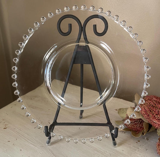 Vintage Candlewick Salad Plate: Beaded Edge Glass Plate, 8 inch