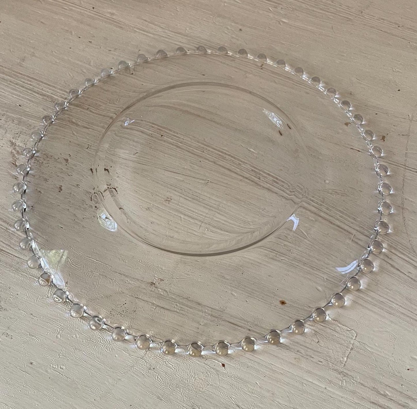 Vintage Candlewick Salad Plate: Beaded Edge Glass Plate, 8 inch