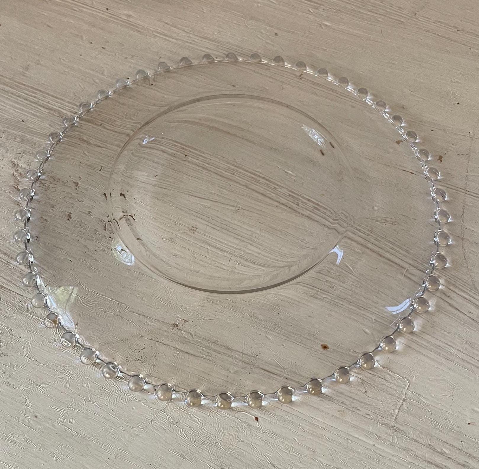 Vintage Candlewick Salad Plate: Beaded Edge Glass Plate, 8 inch