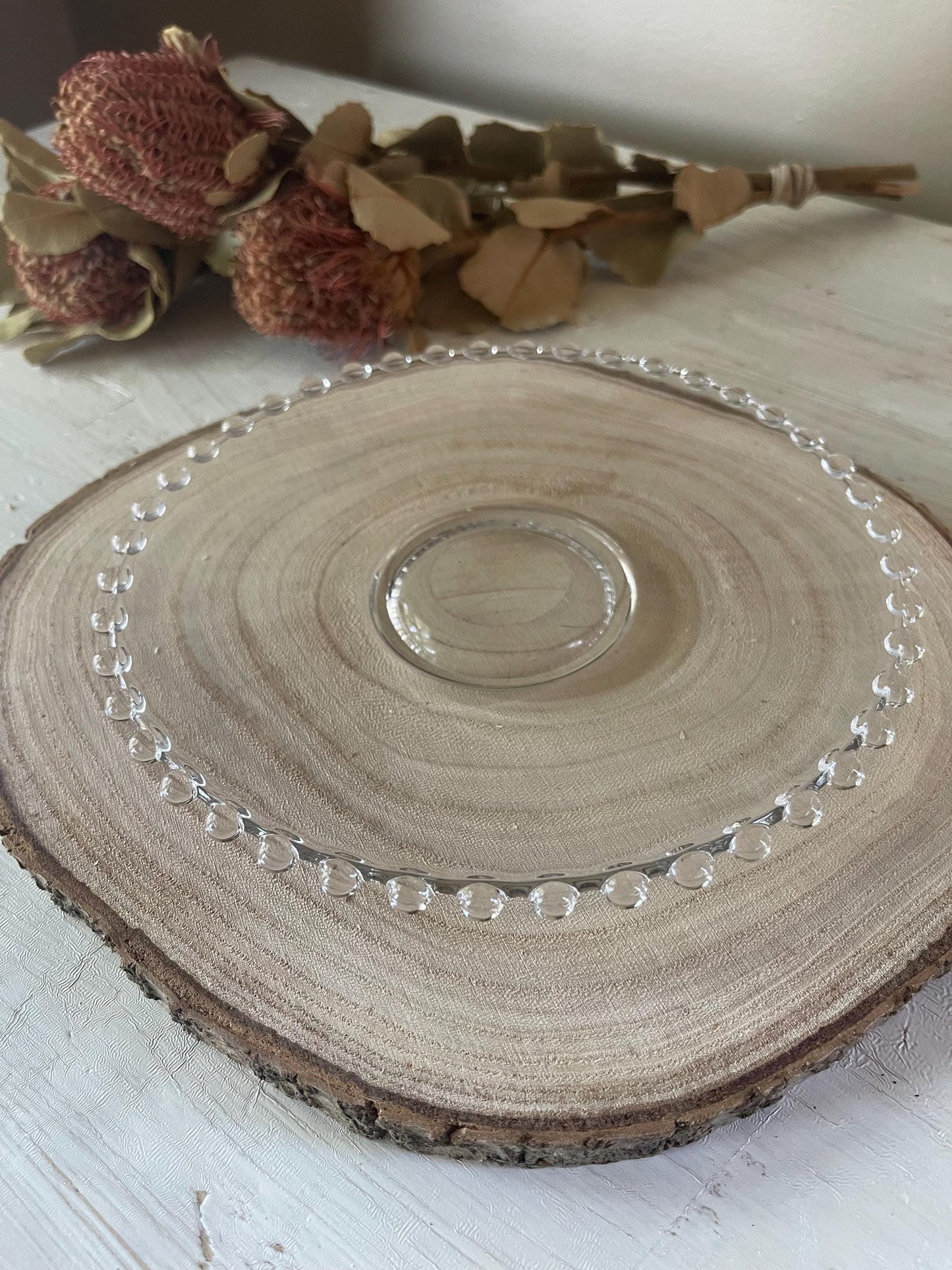 Vintage Candlewick Salad Plate: Beaded Edge Imperial Glass Plate