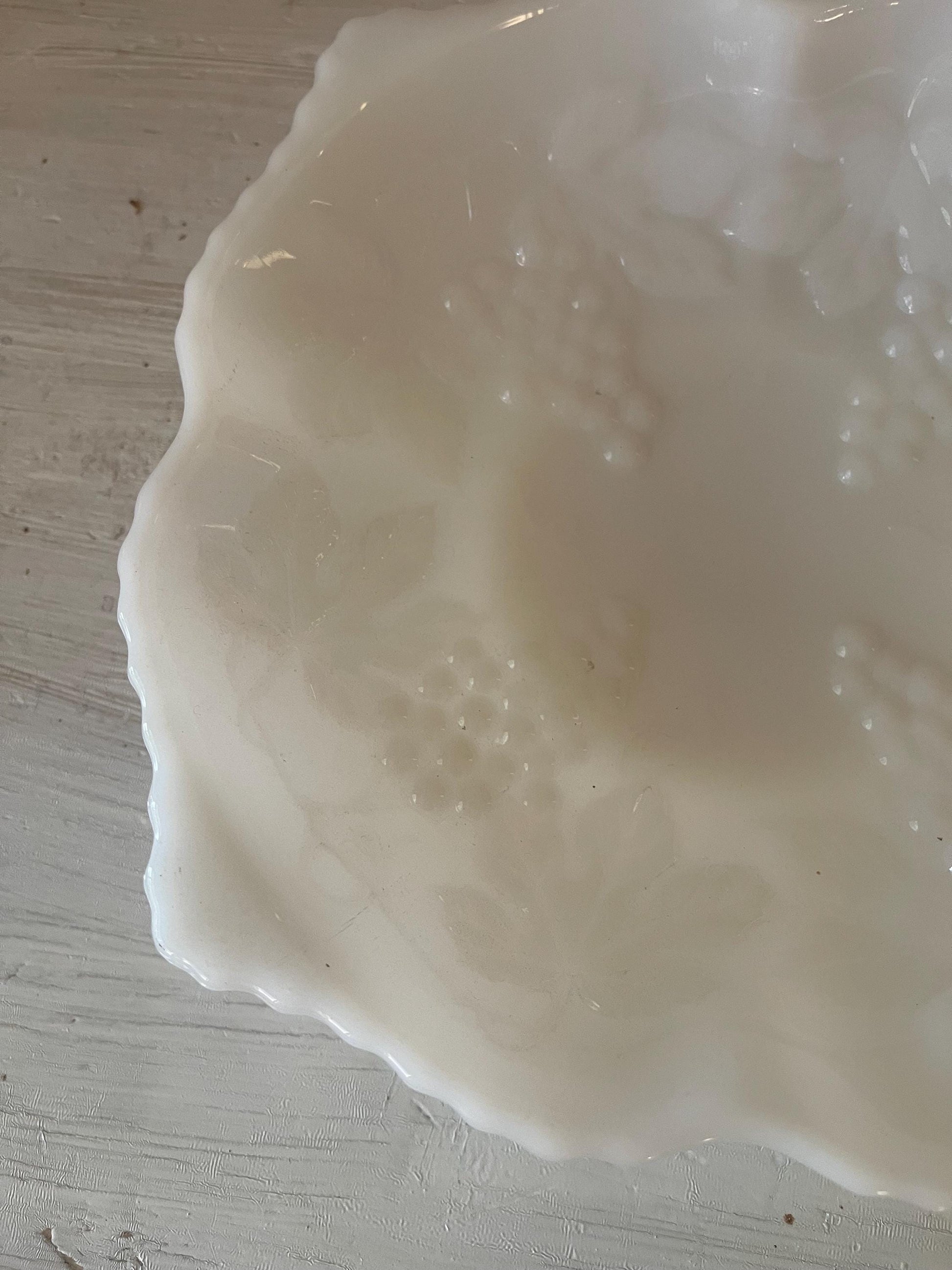 Anchor Hocking Milk Glass Square Bowl Grape Pattern | Milk Glass | Milk Glass Square Bowl | Milk Glass Grape Pattern